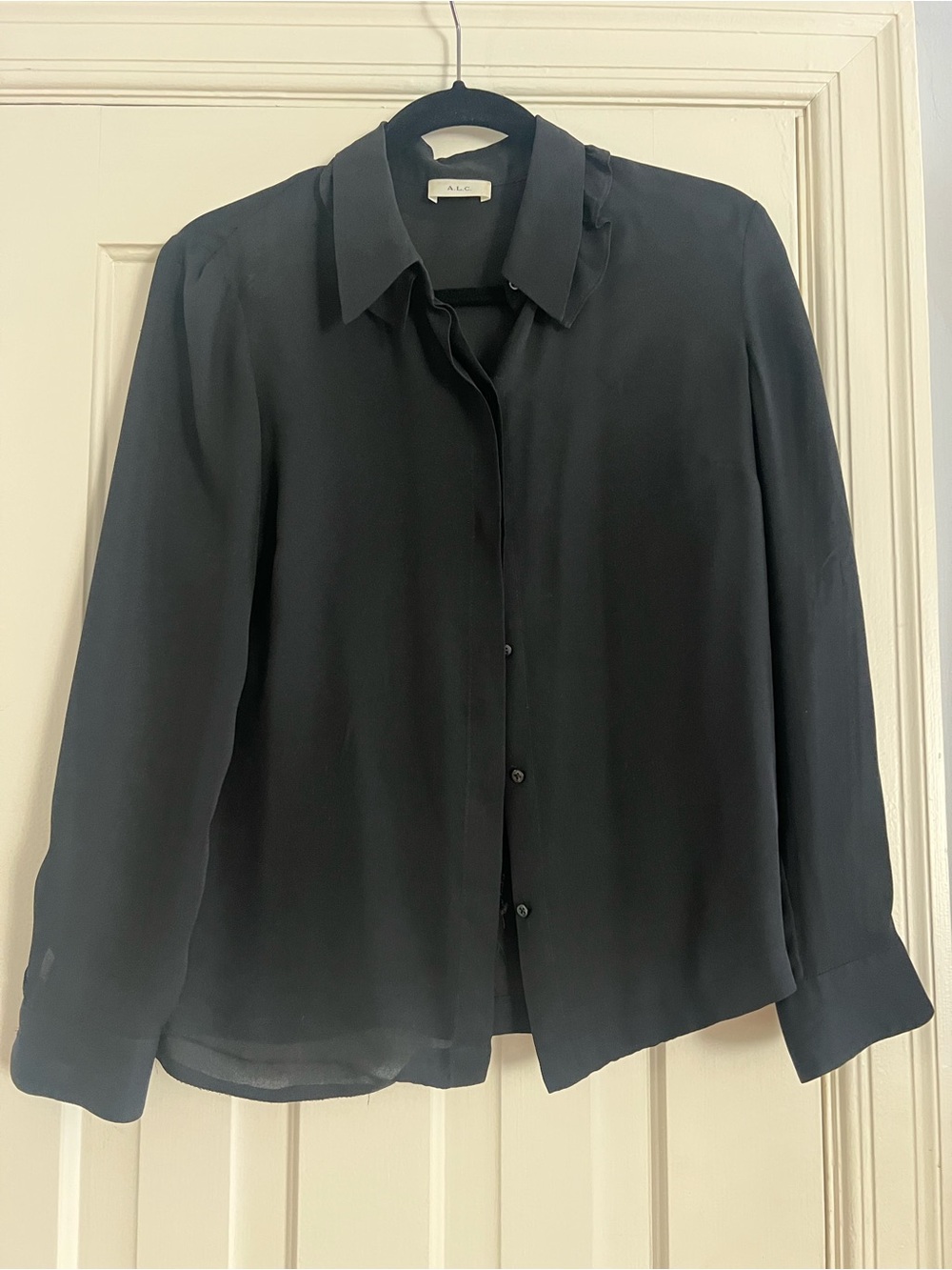 A.L.C. Black Lightweight Silk Shirt Jacket